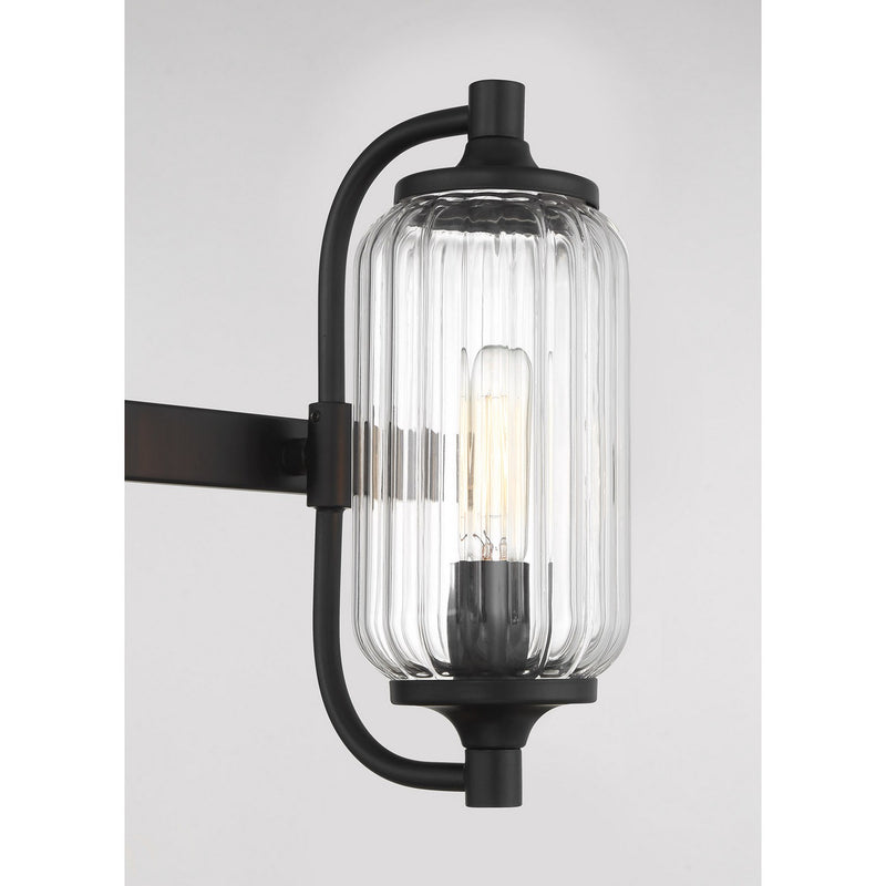 Three Light Bathroom Vanity<br /><span style="color:#4AB0CE;">Entrega: 3-4 semanas en USA</span><br /><span style="color:#4AB0CE;font-size:60%;">PREGUNTE POR ENTREGA EN PANAMA</span><br />Collection: Holton<br />Finish: Matte Black