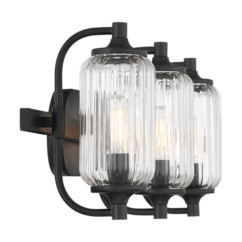 Three Light Bathroom Vanity<br /><span style="color:#4AB0CE;">Entrega: 3-4 semanas en USA</span><br /><span style="color:#4AB0CE;font-size:60%;">PREGUNTE POR ENTREGA EN PANAMA</span><br />Collection: Holton<br />Finish: Matte Black