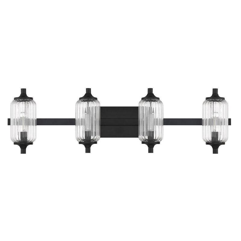 Four Light Bathroom Vanity<br /><span style="color:#4AB0CE;">Entrega: 3-4 semanas en USA</span><br /><span style="color:#4AB0CE;font-size:60%;">PREGUNTE POR ENTREGA EN PANAMA</span><br />Collection: Holton<br />Finish: Matte Black