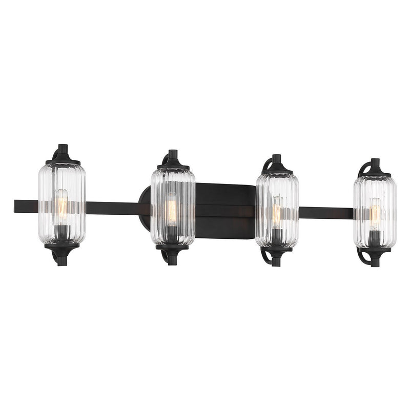Four Light Bathroom Vanity<br /><span style="color:#4AB0CE;">Entrega: 3-4 semanas en USA</span><br /><span style="color:#4AB0CE;font-size:60%;">PREGUNTE POR ENTREGA EN PANAMA</span><br />Collection: Holton<br />Finish: Matte Black