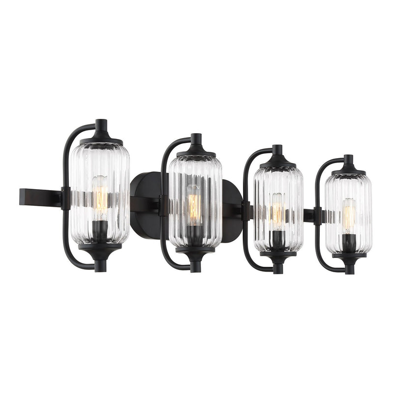 Four Light Bathroom Vanity<br /><span style="color:#4AB0CE;">Entrega: 3-4 semanas en USA</span><br /><span style="color:#4AB0CE;font-size:60%;">PREGUNTE POR ENTREGA EN PANAMA</span><br />Collection: Holton<br />Finish: Matte Black