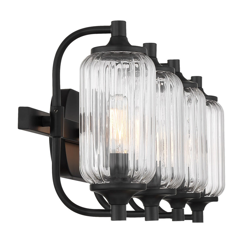 Four Light Bathroom Vanity<br /><span style="color:#4AB0CE;">Entrega: 3-4 semanas en USA</span><br /><span style="color:#4AB0CE;font-size:60%;">PREGUNTE POR ENTREGA EN PANAMA</span><br />Collection: Holton<br />Finish: Matte Black