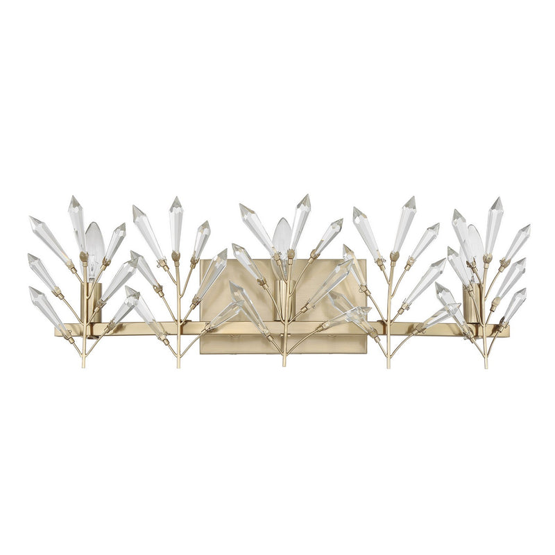 Three Light Bathroom Vanity<br /><span style="color:#4AB0CE;">Entrega: 4-10 dias en USA</span><br /><span style="color:#4AB0CE;font-size:60%;">PREGUNTE POR ENTREGA EN PANAMA</span><br />Collection: Orianna<br />Finish: Noble Brass