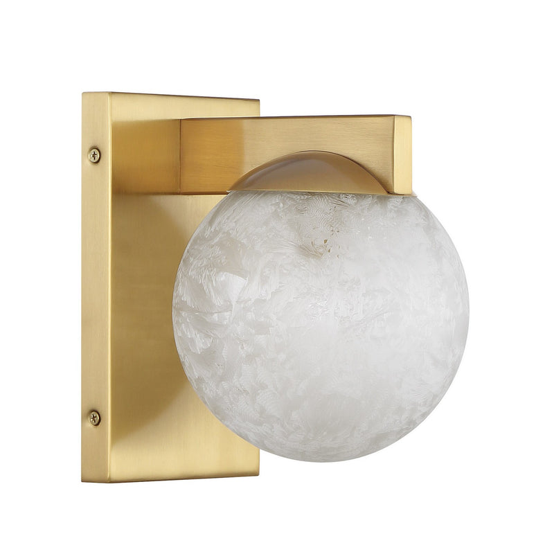 One Light Wall Sconce<br /><span style="color:#4AB0CE;">Entrega: 4-10 dias en USA</span><br /><span style="color:#4AB0CE;font-size:60%;">PREGUNTE POR ENTREGA EN PANAMA</span><br />Collection: Darien<br />Finish: Warm Brass