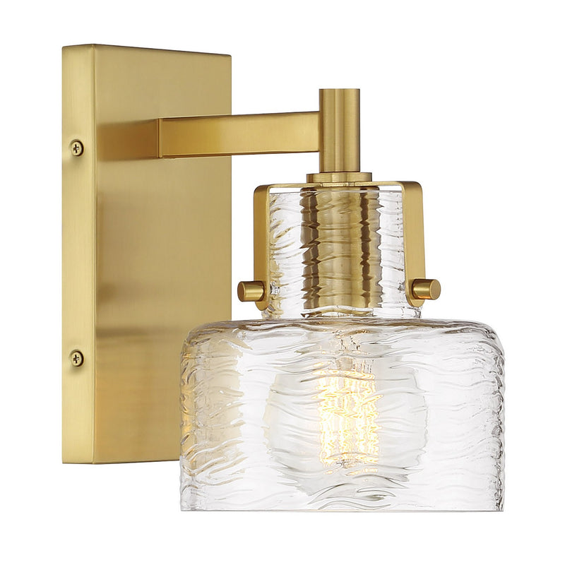 One Light Wall Sconce<br /><span style="color:#4AB0CE;">Entrega: 4-10 dias en USA</span><br /><span style="color:#4AB0CE;font-size:60%;">PREGUNTE POR ENTREGA EN PANAMA</span><br />Collection: Dover<br />Finish: Warm Brass