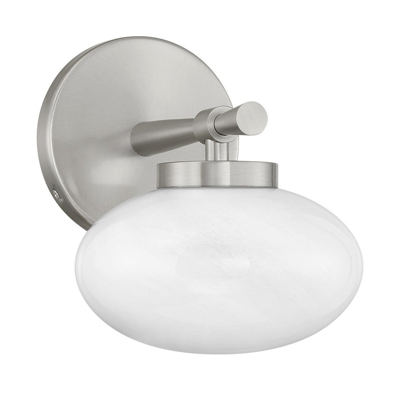 One Light Wall Sconce<br /><span style="color:#4AB0CE;">Entrega: 1-2 semanas en USA</span><br /><span style="color:#4AB0CE;font-size:60%;">PREGUNTE POR ENTREGA EN PANAMA</span><br />Collection: Barrow<br />Finish: Satin Nickel