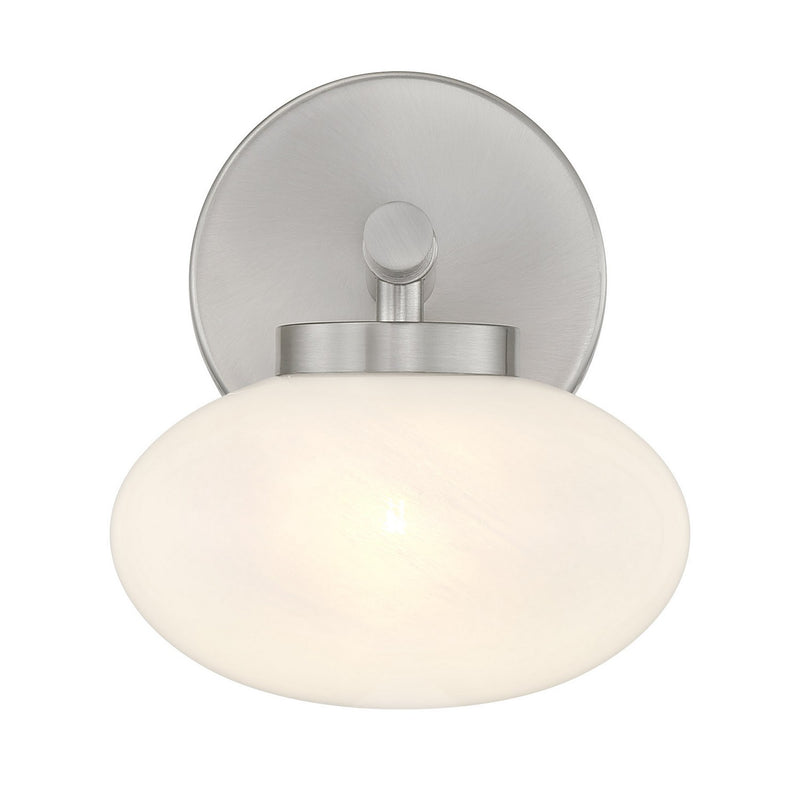 One Light Wall Sconce<br /><span style="color:#4AB0CE;">Entrega: 1-2 semanas en USA</span><br /><span style="color:#4AB0CE;font-size:60%;">PREGUNTE POR ENTREGA EN PANAMA</span><br />Collection: Barrow<br />Finish: Satin Nickel