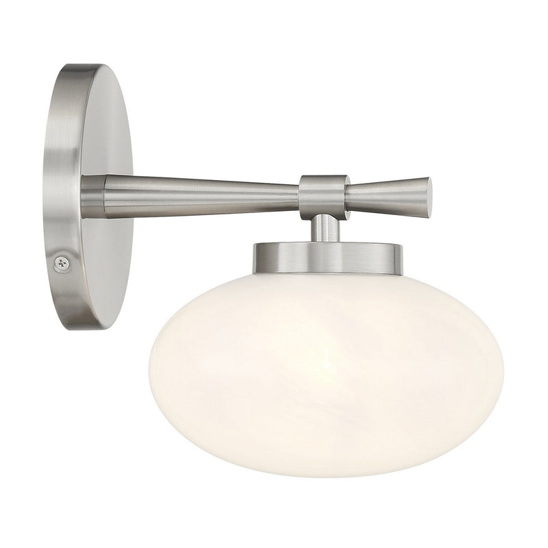 One Light Wall Sconce<br /><span style="color:#4AB0CE;">Entrega: 1-2 semanas en USA</span><br /><span style="color:#4AB0CE;font-size:60%;">PREGUNTE POR ENTREGA EN PANAMA</span><br />Collection: Barrow<br />Finish: Satin Nickel