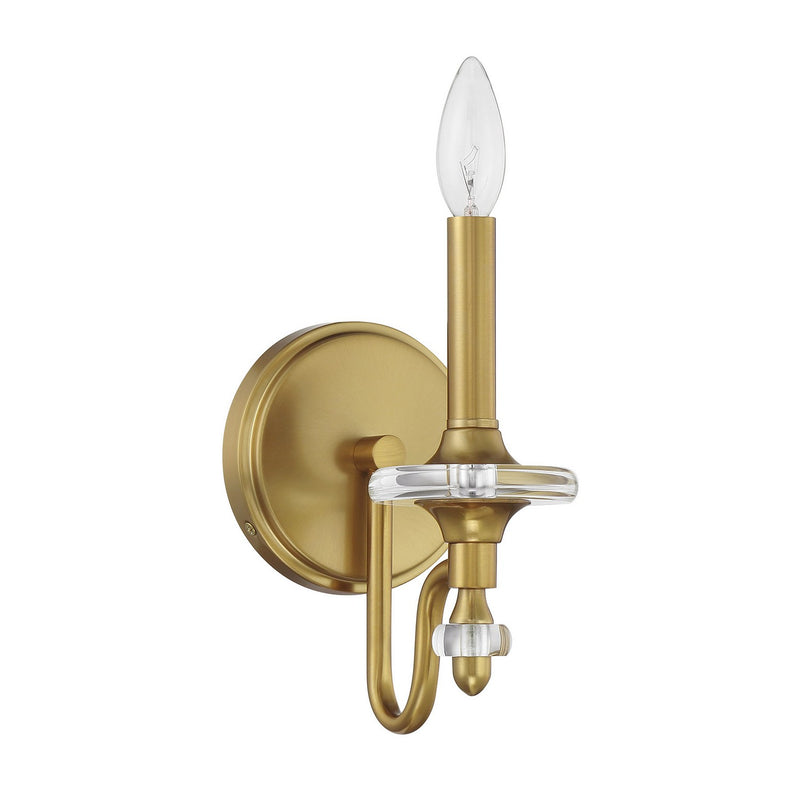 One Light Wall Sconce<br /><span style="color:#4AB0CE;">Entrega: 4-10 dias en USA</span><br /><span style="color:#4AB0CE;font-size:60%;">PREGUNTE POR ENTREGA EN PANAMA</span><br />Collection: Champlain<br />Finish: Warm Brass