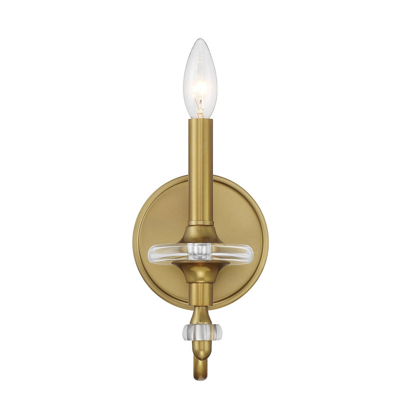 One Light Wall Sconce<br /><span style="color:#4AB0CE;">Entrega: 4-10 dias en USA</span><br /><span style="color:#4AB0CE;font-size:60%;">PREGUNTE POR ENTREGA EN PANAMA</span><br />Collection: Champlain<br />Finish: Warm Brass