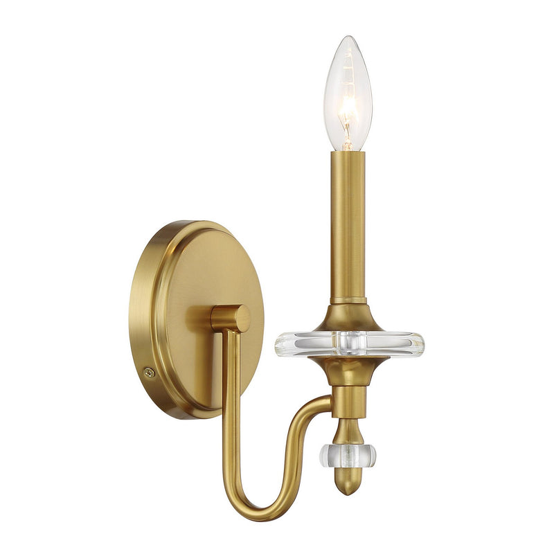 One Light Wall Sconce<br /><span style="color:#4AB0CE;">Entrega: 4-10 dias en USA</span><br /><span style="color:#4AB0CE;font-size:60%;">PREGUNTE POR ENTREGA EN PANAMA</span><br />Collection: Champlain<br />Finish: Warm Brass