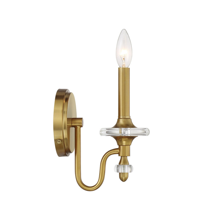 One Light Wall Sconce<br /><span style="color:#4AB0CE;">Entrega: 4-10 dias en USA</span><br /><span style="color:#4AB0CE;font-size:60%;">PREGUNTE POR ENTREGA EN PANAMA</span><br />Collection: Champlain<br />Finish: Warm Brass