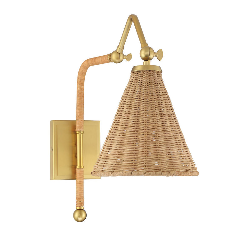 One Light Wall Sconce<br /><span style="color:#4AB0CE;">Entrega: 4-10 dias en USA</span><br /><span style="color:#4AB0CE;font-size:60%;">PREGUNTE POR ENTREGA EN PANAMA</span><br />Collection: Linell<br />Finish: Warm Brass