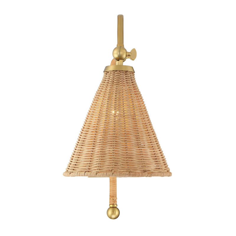 One Light Wall Sconce<br /><span style="color:#4AB0CE;">Entrega: 4-10 dias en USA</span><br /><span style="color:#4AB0CE;font-size:60%;">PREGUNTE POR ENTREGA EN PANAMA</span><br />Collection: Linell<br />Finish: Warm Brass