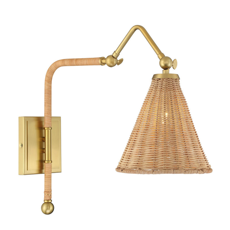 One Light Wall Sconce<br /><span style="color:#4AB0CE;">Entrega: 4-10 dias en USA</span><br /><span style="color:#4AB0CE;font-size:60%;">PREGUNTE POR ENTREGA EN PANAMA</span><br />Collection: Linell<br />Finish: Warm Brass