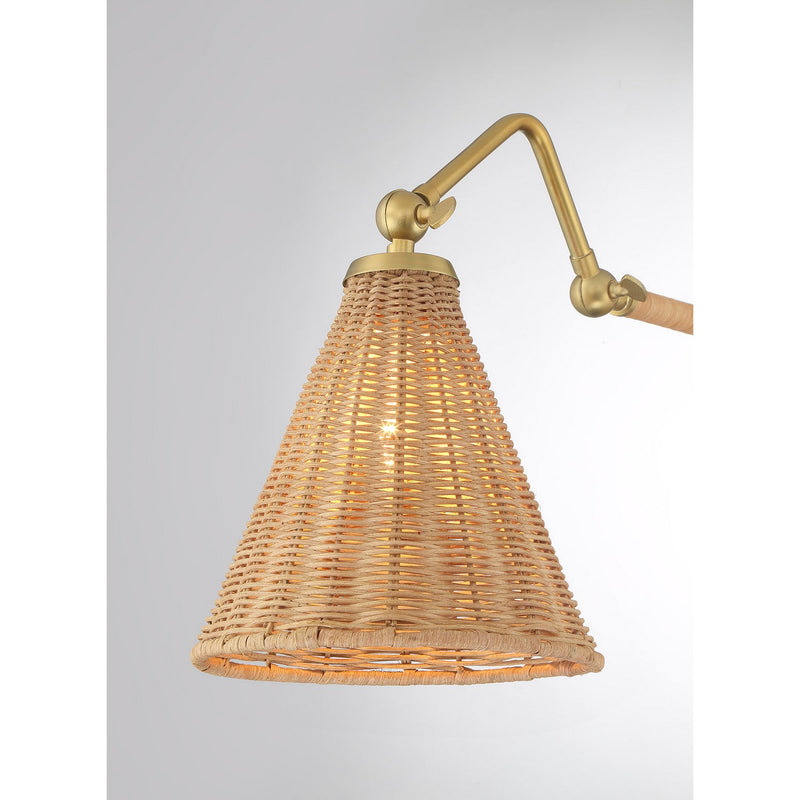 One Light Wall Sconce<br /><span style="color:#4AB0CE;">Entrega: 4-10 dias en USA</span><br /><span style="color:#4AB0CE;font-size:60%;">PREGUNTE POR ENTREGA EN PANAMA</span><br />Collection: Linell<br />Finish: Warm Brass