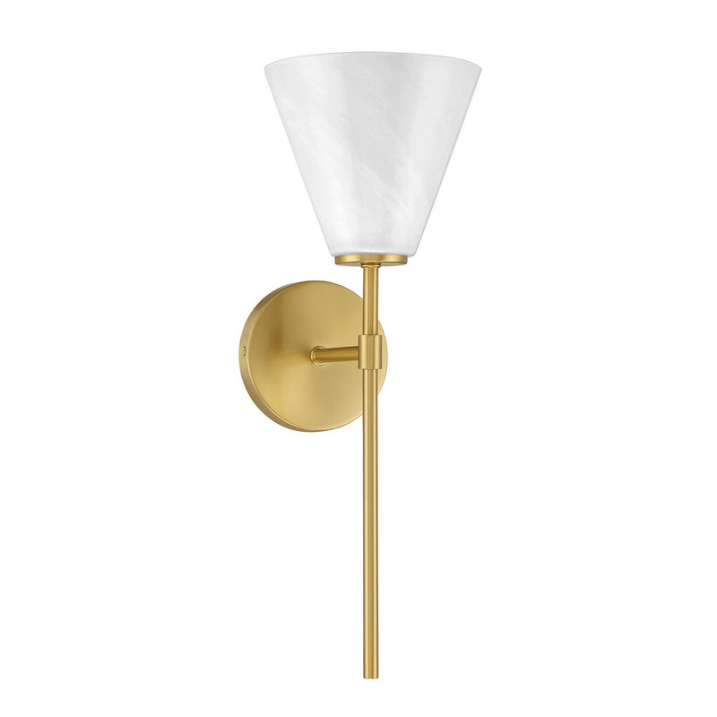 One Light Wall Sconce<br /><span style="color:#4AB0CE;">Entrega: 4-10 dias en USA</span><br /><span style="color:#4AB0CE;font-size:60%;">PREGUNTE POR ENTREGA EN PANAMA</span><br />Collection: Blair<br />Finish: Warm Brass