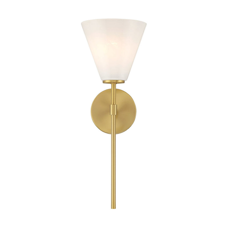 One Light Wall Sconce<br /><span style="color:#4AB0CE;">Entrega: 4-10 dias en USA</span><br /><span style="color:#4AB0CE;font-size:60%;">PREGUNTE POR ENTREGA EN PANAMA</span><br />Collection: Blair<br />Finish: Warm Brass