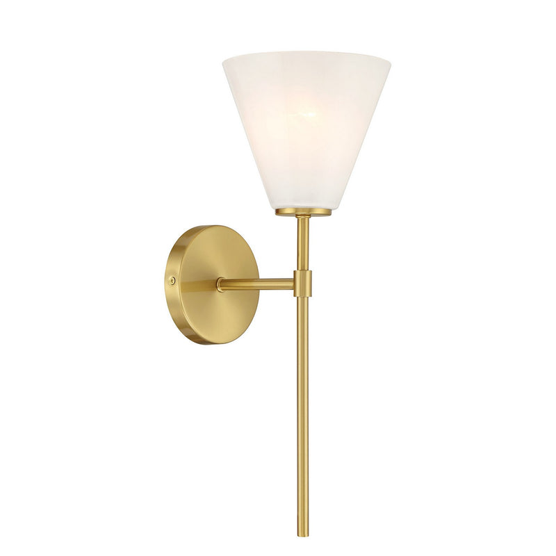 One Light Wall Sconce<br /><span style="color:#4AB0CE;">Entrega: 4-10 dias en USA</span><br /><span style="color:#4AB0CE;font-size:60%;">PREGUNTE POR ENTREGA EN PANAMA</span><br />Collection: Blair<br />Finish: Warm Brass