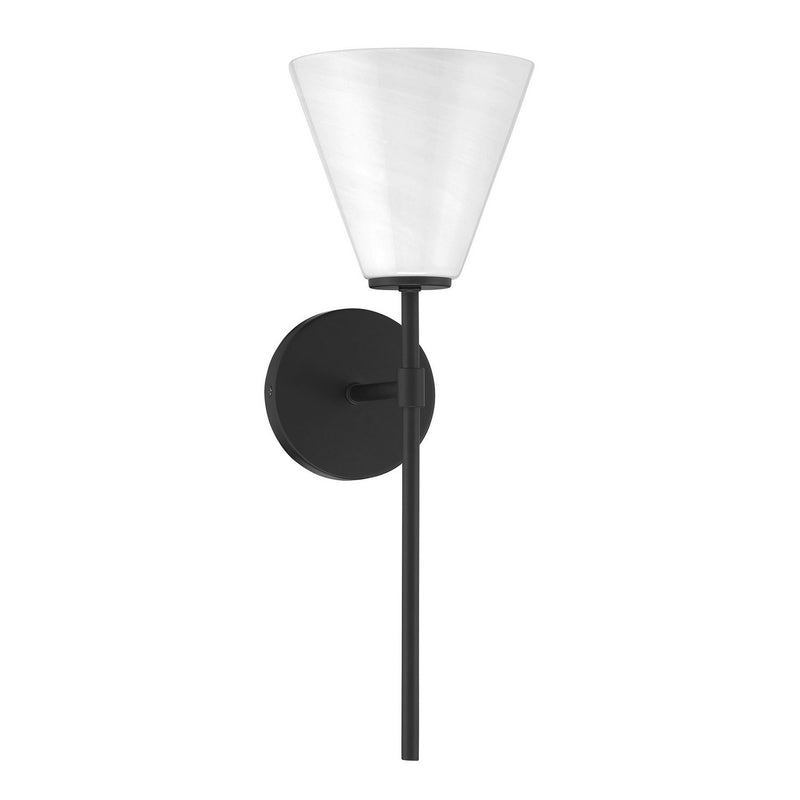 One Light Wall Sconce<br /><span style="color:#4AB0CE;">Entrega: 4-10 dias en USA</span><br /><span style="color:#4AB0CE;font-size:60%;">PREGUNTE POR ENTREGA EN PANAMA</span><br />Collection: Blair<br />Finish: Matte Black