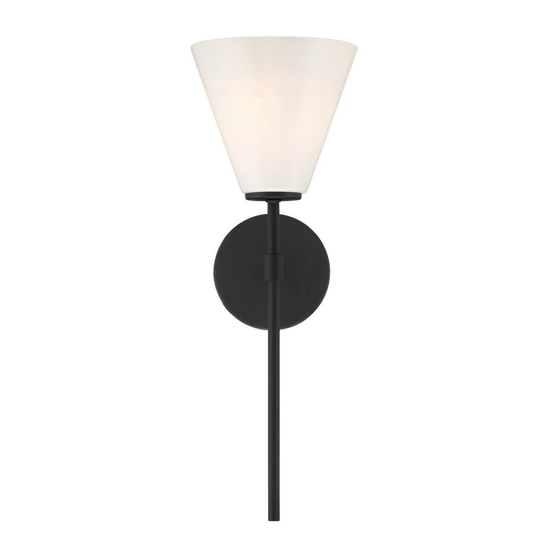 One Light Wall Sconce<br /><span style="color:#4AB0CE;">Entrega: 4-10 dias en USA</span><br /><span style="color:#4AB0CE;font-size:60%;">PREGUNTE POR ENTREGA EN PANAMA</span><br />Collection: Blair<br />Finish: Matte Black