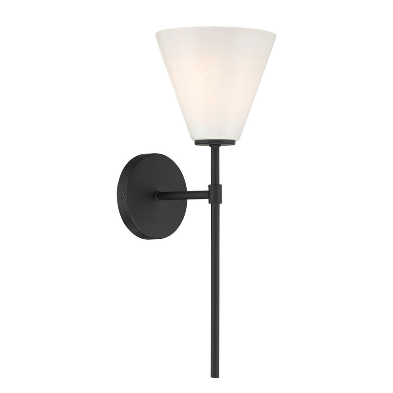 One Light Wall Sconce<br /><span style="color:#4AB0CE;">Entrega: 4-10 dias en USA</span><br /><span style="color:#4AB0CE;font-size:60%;">PREGUNTE POR ENTREGA EN PANAMA</span><br />Collection: Blair<br />Finish: Matte Black