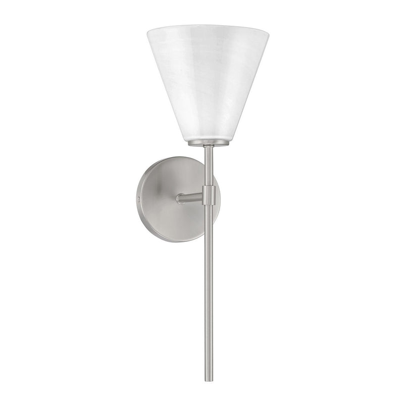 One Light Wall Sconce<br /><span style="color:#4AB0CE;">Entrega: 4-10 dias en USA</span><br /><span style="color:#4AB0CE;font-size:60%;">PREGUNTE POR ENTREGA EN PANAMA</span><br />Collection: Blair<br />Finish: Satin Nickel