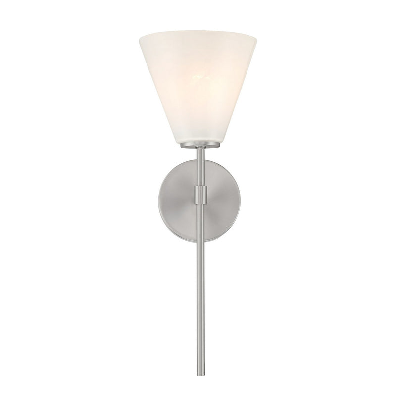 One Light Wall Sconce<br /><span style="color:#4AB0CE;">Entrega: 4-10 dias en USA</span><br /><span style="color:#4AB0CE;font-size:60%;">PREGUNTE POR ENTREGA EN PANAMA</span><br />Collection: Blair<br />Finish: Satin Nickel