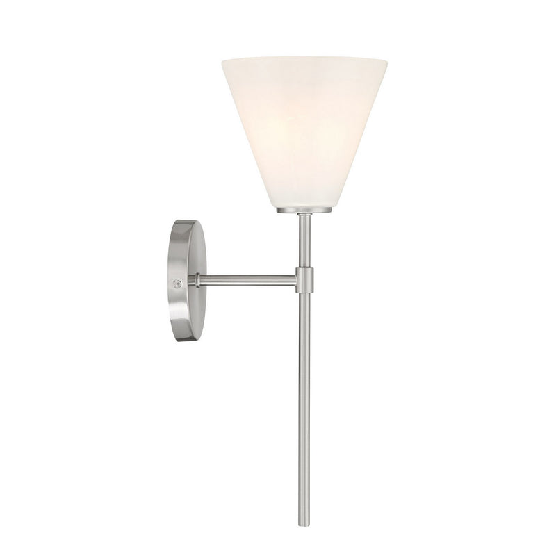 One Light Wall Sconce<br /><span style="color:#4AB0CE;">Entrega: 4-10 dias en USA</span><br /><span style="color:#4AB0CE;font-size:60%;">PREGUNTE POR ENTREGA EN PANAMA</span><br />Collection: Blair<br />Finish: Satin Nickel