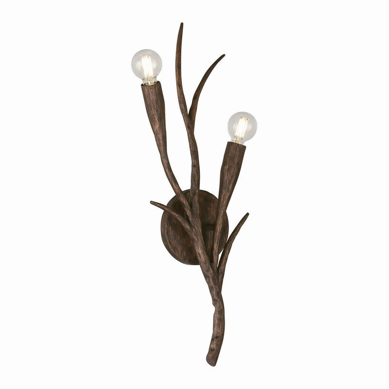 Two Light Wall Sconce<br /><span style="color:#4AB0CE;">Entrega: 4-10 dias en USA</span><br /><span style="color:#4AB0CE;font-size:60%;">PREGUNTE POR ENTREGA EN PANAMA</span><br />Collection: Palisades<br />Finish: Bark