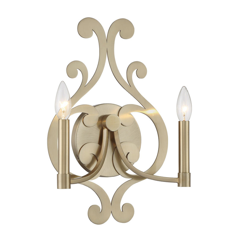 Two Light Wall Sconce<br /><span style="color:#4AB0CE;">Entrega: 4-10 dias en USA</span><br /><span style="color:#4AB0CE;font-size:60%;">PREGUNTE POR ENTREGA EN PANAMA</span><br />Collection: Lombard<br />Finish: Noble Brass