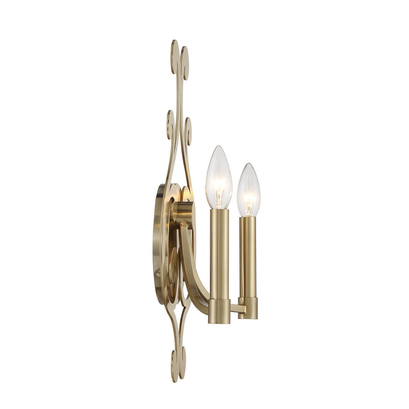 Two Light Wall Sconce<br /><span style="color:#4AB0CE;">Entrega: 4-10 dias en USA</span><br /><span style="color:#4AB0CE;font-size:60%;">PREGUNTE POR ENTREGA EN PANAMA</span><br />Collection: Lombard<br />Finish: Noble Brass
