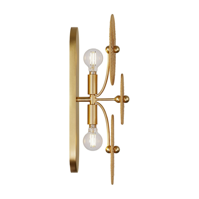 Two Light Wall Sconce<br /><span style="color:#4AB0CE;">Entrega: 3-4 semanas en USA</span><br /><span style="color:#4AB0CE;font-size:60%;">PREGUNTE POR ENTREGA EN PANAMA</span><br />Collection: Abbott<br />Finish: Distressed Gold