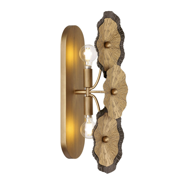 Two Light Wall Sconce<br /><span style="color:#4AB0CE;">Entrega: 4-10 dias en USA</span><br /><span style="color:#4AB0CE;font-size:60%;">PREGUNTE POR ENTREGA EN PANAMA</span><br />Collection: Lincoln<br />Finish: Distressed Gold and Bronze