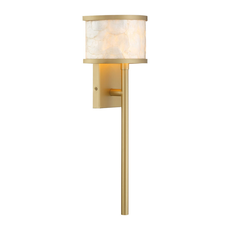 One Light Wall Sconce<br /><span style="color:#4AB0CE;">Entrega: 3-4 semanas en USA</span><br /><span style="color:#4AB0CE;font-size:60%;">PREGUNTE POR ENTREGA EN PANAMA</span><br />Collection: Mariquita<br />Finish: Spun Gold