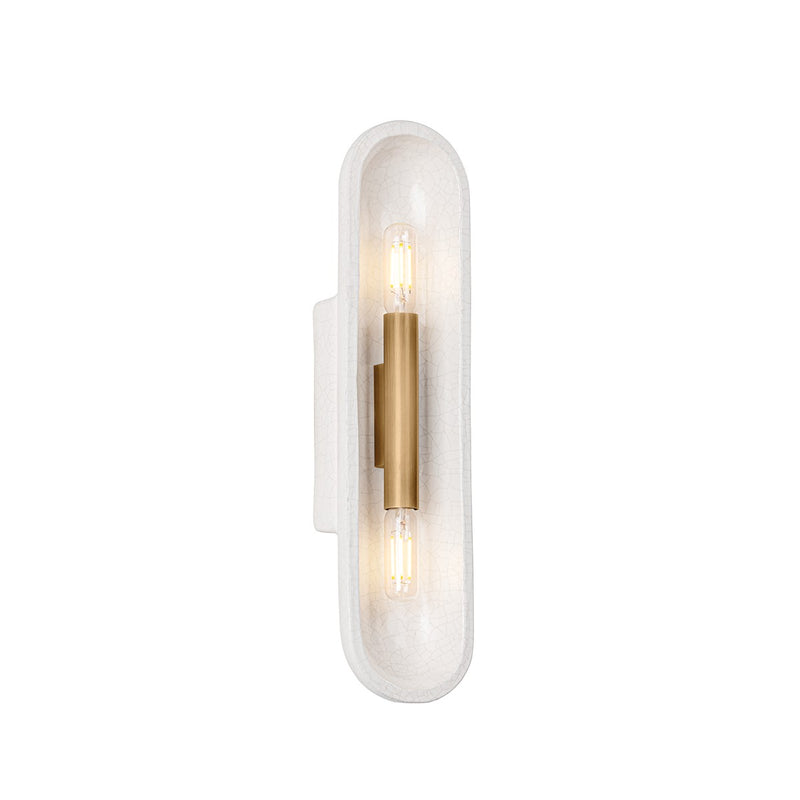 Troy Lighting - B1617-PBR/CLC - Two Light Wall Sconce - Lane - Patina Brass/Ceramic White Large Crackle