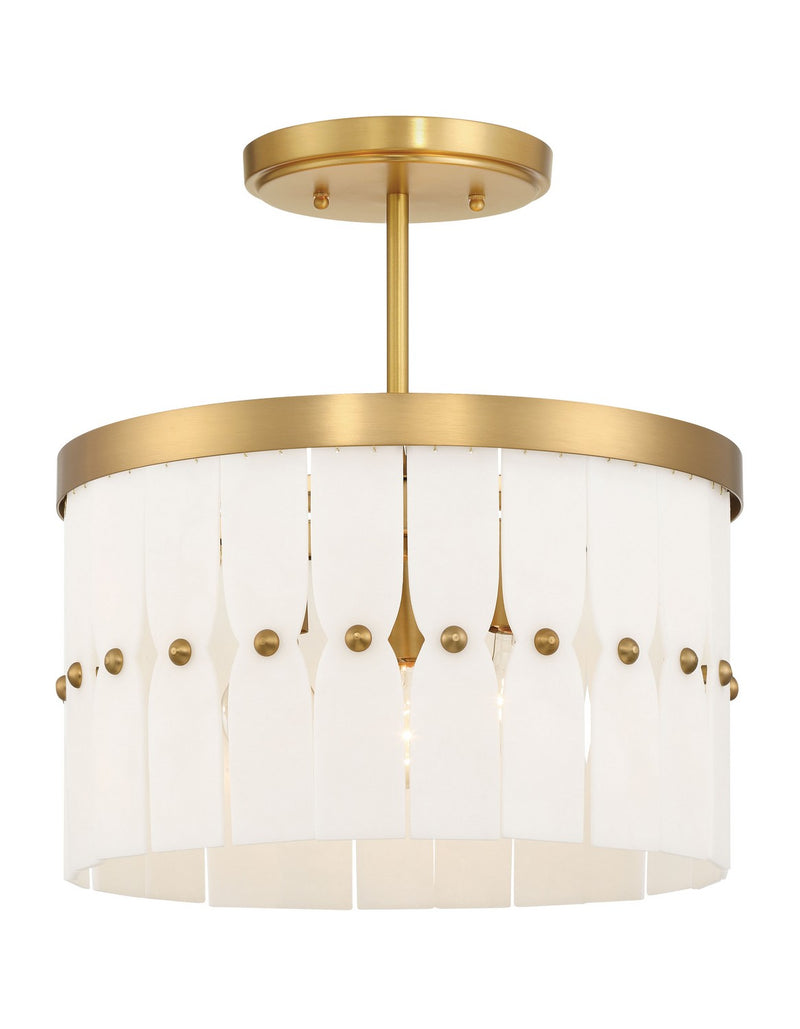 Three Light Convertible Semi-Flush<br /><span style="color:#4AB0CE;">Entrega: 4-10 dias en USA</span><br /><span style="color:#4AB0CE;font-size:60%;">PREGUNTE POR ENTREGA EN PANAMA</span><br />Collection: Coronelle<br />Finish: Legacy Brass