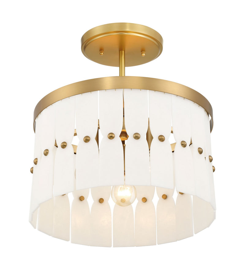 Three Light Convertible Semi-Flush<br /><span style="color:#4AB0CE;">Entrega: 4-10 dias en USA</span><br /><span style="color:#4AB0CE;font-size:60%;">PREGUNTE POR ENTREGA EN PANAMA</span><br />Collection: Coronelle<br />Finish: Legacy Brass