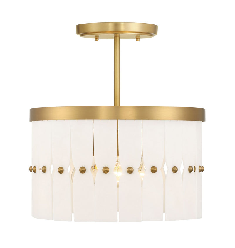 Three Light Convertible Semi-Flush<br /><span style="color:#4AB0CE;">Entrega: 4-10 dias en USA</span><br /><span style="color:#4AB0CE;font-size:60%;">PREGUNTE POR ENTREGA EN PANAMA</span><br />Collection: Coronelle<br />Finish: Legacy Brass