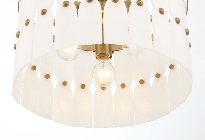 Three Light Convertible Semi-Flush<br /><span style="color:#4AB0CE;">Entrega: 4-10 dias en USA</span><br /><span style="color:#4AB0CE;font-size:60%;">PREGUNTE POR ENTREGA EN PANAMA</span><br />Collection: Coronelle<br />Finish: Legacy Brass
