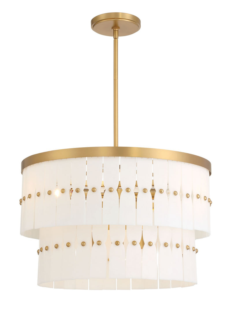 Six Light Pendant<br /><span style="color:#4AB0CE;">Entrega: 4-10 dias en USA</span><br /><span style="color:#4AB0CE;font-size:60%;">PREGUNTE POR ENTREGA EN PANAMA</span><br />Collection: Coronelle<br />Finish: Legacy Brass