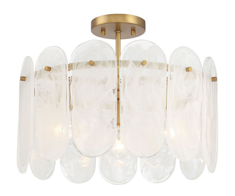 Three Light Semi Flush Mount<br /><span style="color:#4AB0CE;">Entrega: 17-18 semanas en USA</span><br /><span style="color:#4AB0CE;font-size:60%;">PREGUNTE POR ENTREGA EN PANAMA</span><br />Collection: Oldmill<br />Finish: Legacy Brass