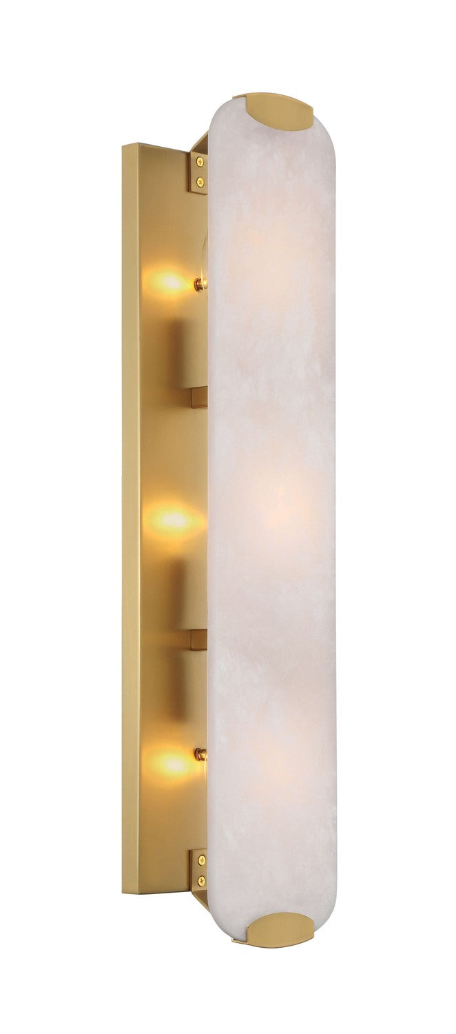 Three Light Wall Sconce<br /><span style="color:#4AB0CE;">Entrega: 4-10 dias en USA</span><br /><span style="color:#4AB0CE;font-size:60%;">PREGUNTE POR ENTREGA EN PANAMA</span><br />Collection: Glowstone<br />Finish: Legacy Brass