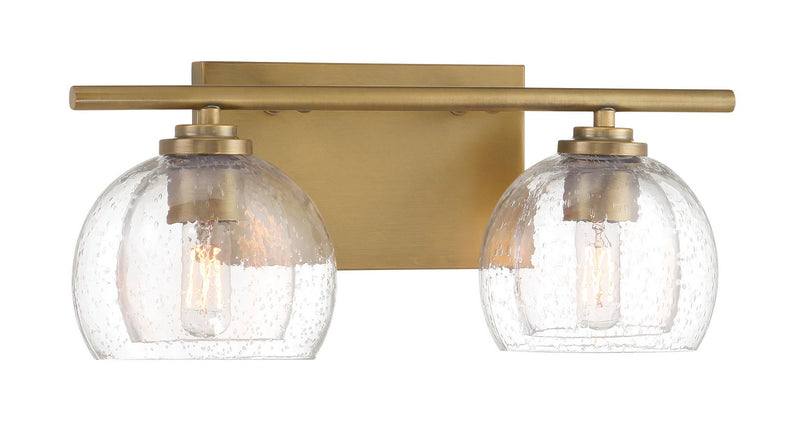 Two Light Vanity<br /><span style="color:#4AB0CE;">Entrega: 1-2 semanas en USA</span><br /><span style="color:#4AB0CE;font-size:60%;">PREGUNTE POR ENTREGA EN PANAMA</span><br />Collection: Glint<br />Finish: Legacy Brass