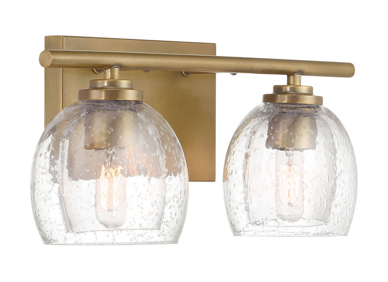 Two Light Vanity<br /><span style="color:#4AB0CE;">Entrega: 1-2 semanas en USA</span><br /><span style="color:#4AB0CE;font-size:60%;">PREGUNTE POR ENTREGA EN PANAMA</span><br />Collection: Glint<br />Finish: Legacy Brass