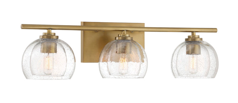 Three Light Vanity<br /><span style="color:#4AB0CE;">Entrega: 21-22 semanas en USA</span><br /><span style="color:#4AB0CE;font-size:60%;">PREGUNTE POR ENTREGA EN PANAMA</span><br />Collection: Glint<br />Finish: Legacy Brass