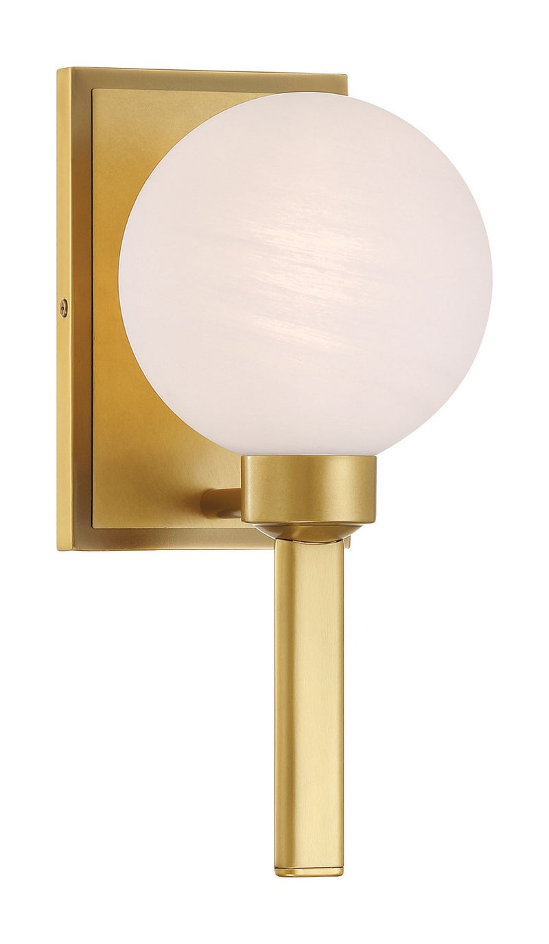 One Light Vanity<br /><span style="color:#4AB0CE;">Entrega: 4-10 dias en USA</span><br /><span style="color:#4AB0CE;font-size:60%;">PREGUNTE POR ENTREGA EN PANAMA</span><br />Collection: Mooncrest<br />Finish: Legacy Brass