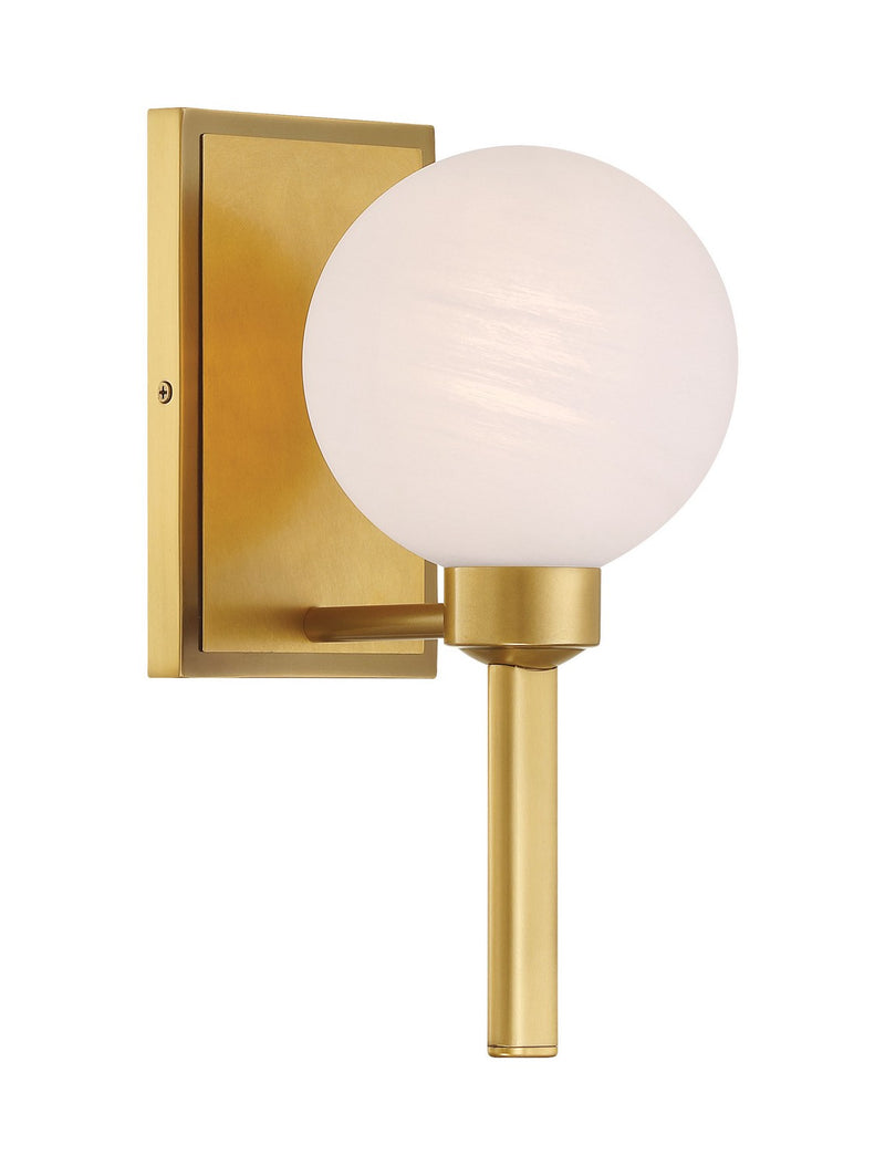 One Light Vanity<br /><span style="color:#4AB0CE;">Entrega: 4-10 dias en USA</span><br /><span style="color:#4AB0CE;font-size:60%;">PREGUNTE POR ENTREGA EN PANAMA</span><br />Collection: Mooncrest<br />Finish: Legacy Brass