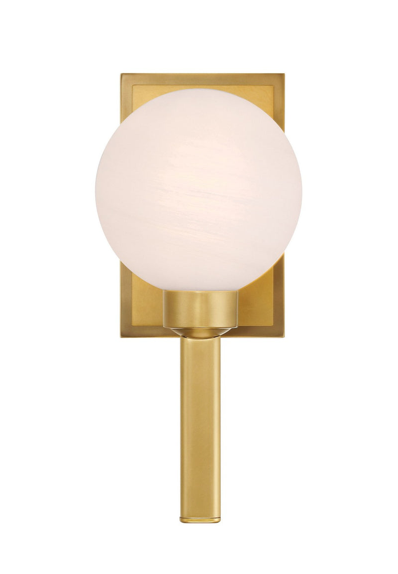 One Light Vanity<br /><span style="color:#4AB0CE;">Entrega: 4-10 dias en USA</span><br /><span style="color:#4AB0CE;font-size:60%;">PREGUNTE POR ENTREGA EN PANAMA</span><br />Collection: Mooncrest<br />Finish: Legacy Brass