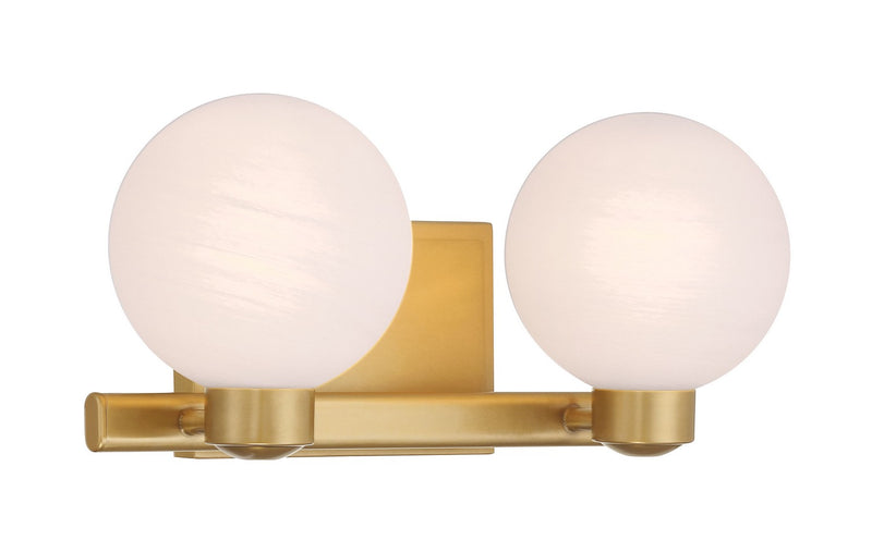 Two Light Vanity<br /><span style="color:#4AB0CE;">Entrega: 4-10 dias en USA</span><br /><span style="color:#4AB0CE;font-size:60%;">PREGUNTE POR ENTREGA EN PANAMA</span><br />Collection: Mooncrest<br />Finish: Legacy Brass